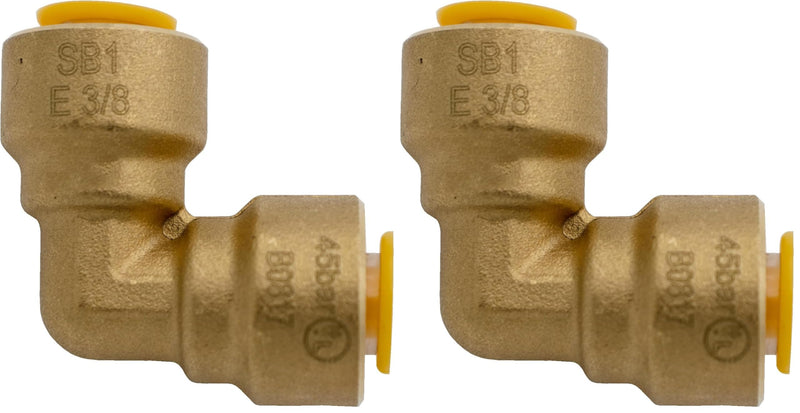 Supplying Demand SB1 3/8 Inch 90 Degree Elbow Quick Connect HVAC Brass Coupler Fitting (Pack of 2) 3/8 Inch (Pack of 2) 3/8" SB1 Elbow 90°