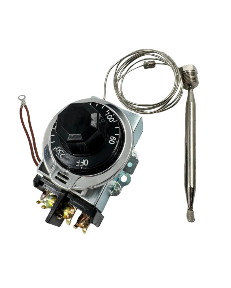 Thermostat Fit for Steam Table, Buffet Table Temperature Control, 30A RES 125-277VAC, Temp Range 60-250°F Temp Controller with 3/8" X 4-1/2" Bulb
