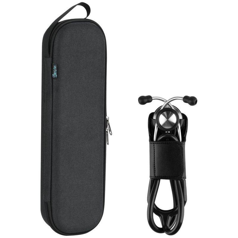Beautyflier PU Leather Stethoscope Holder with Clip for All Models, Stethoscope Case for 3M Littmann Classic III, 1 Pcs EVA Stethoscope Carrying Case + 1 Pcs Holder (Stethoscope Not Included)
