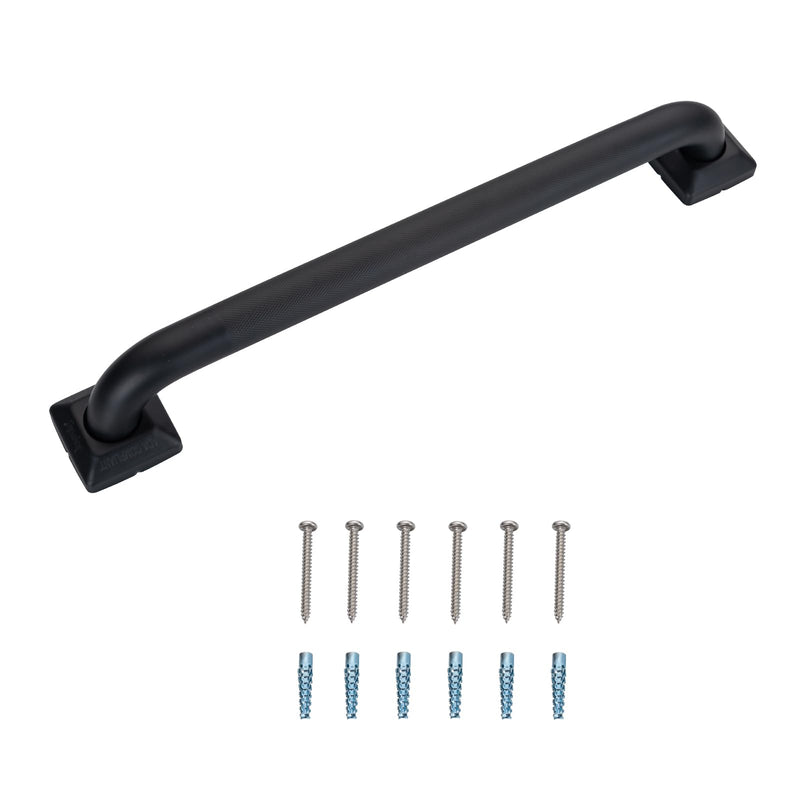 Bathroom SafetyGrab Bars for Elderly Seniors,Anti-Slip Shower Handles Toilet Grab Bars,High Weight Capacity,Wall Mounted Grab Bars for Bathtub Shower,Black Grab Bars (Black Knurled, 16-inch Grab Bar)