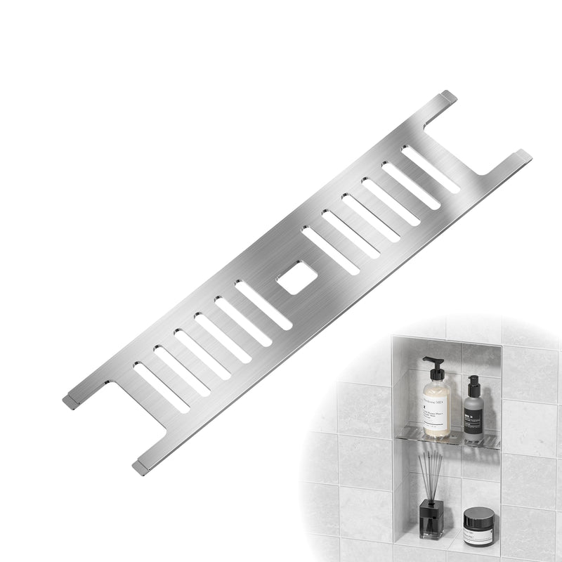 Neodrain Brushed Shower Niche Shelf, Fits 12 Inch Prefab Niches | 3mm Thick, Sturdy & Rustproof 304 Stainless Steel, Compatible with 1/8" Grout Lines, Fast Drainage,Tool-Free Drop-in, 1 Pack