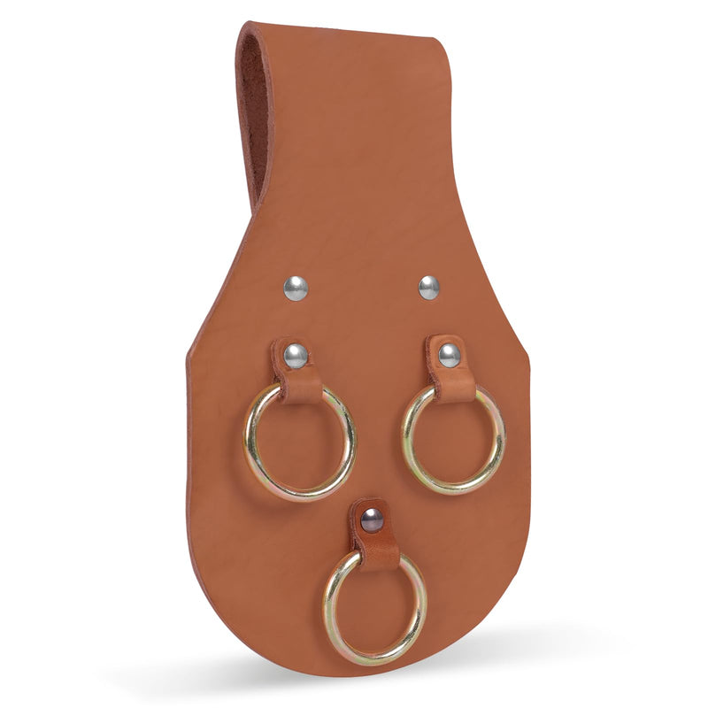 3 Ring Spud Wrench Holder for Tool Belt, Heavy-Duty Leather Ironworker Tool Holster with Welded Steel Rings for Tool Organization (1) 1