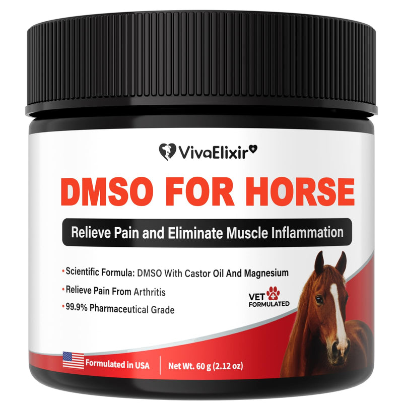 Liniment Gel DMSO for Horses | Veterinary Liniment Gel | Medical-Grade DMSO | Magnesium & Castor Oil Horse Cream for Joint & Muscle Pain | Horse Pain Relief | Muscle Pain Gel - 60g