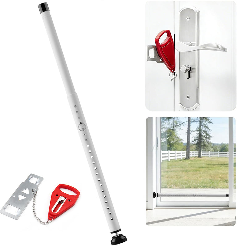 Sliding Door Safety Lever, 17-50 Inch Adjustable Heavy-Duty Sliding Glass Door Safety Lever, Equipped with Rubber Head, Paired with Portable Door Lock, Portable Travel Privacy Lock
