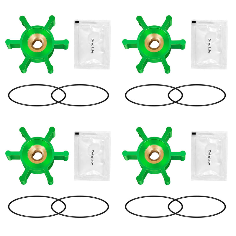 4-Pack 6303-0007-P Polyurethane Impeller Kit with 8 O-Rings & Lube – Compatible with Jabsco 18220 Series, Johnson SPX 09-824P, Fits MasterCraft, Moomba, Nautique Wakeboard & Ski Boat Ballast Pumps