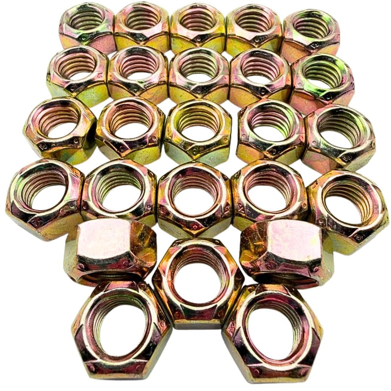 1/2-13 All-Metal Top Lock Nuts (25 Pack) – Grade C Prevailing Torque High-Temperature, Vibration-Resistant Coarse Thread Collar Style Crimped Top Locking SAE J995 0.5" All-Metal Top Lock Nut – 25 Pack