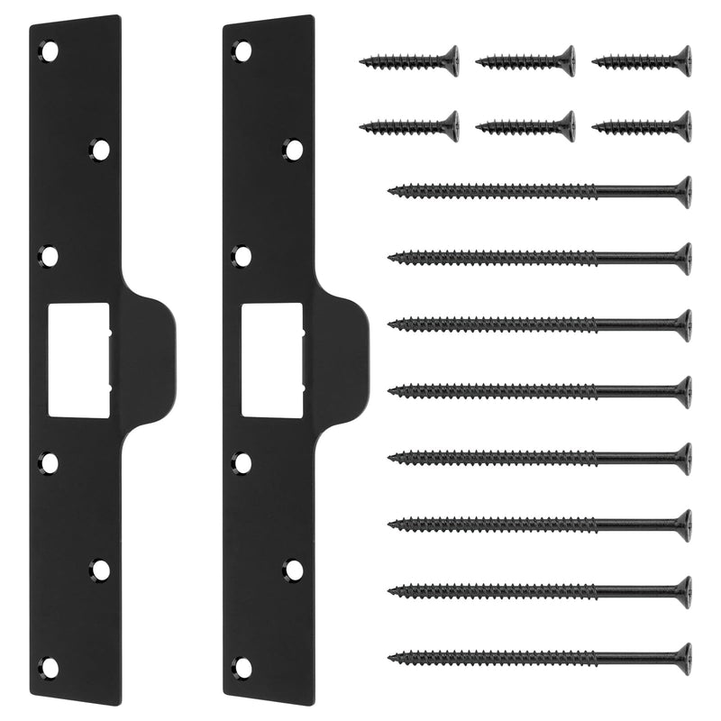 U 9476 Maximum Security Latch Strike Used to Replace Standard Latch Strikes | 2 Pack in Black, Sturdy Good Reinforcement of Door Strike - All The Hardware is Included