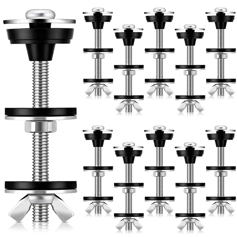 Hicarer 12 Pcs Universal Toilet Tank to Bowl Bolts Kit Bulk Heavy Duty Toilet Seat Screws Replacement Kit Waterproof Stainless Steel Rubber Washer Gaskets Extra Long Nut for Mounting Repair Fastening