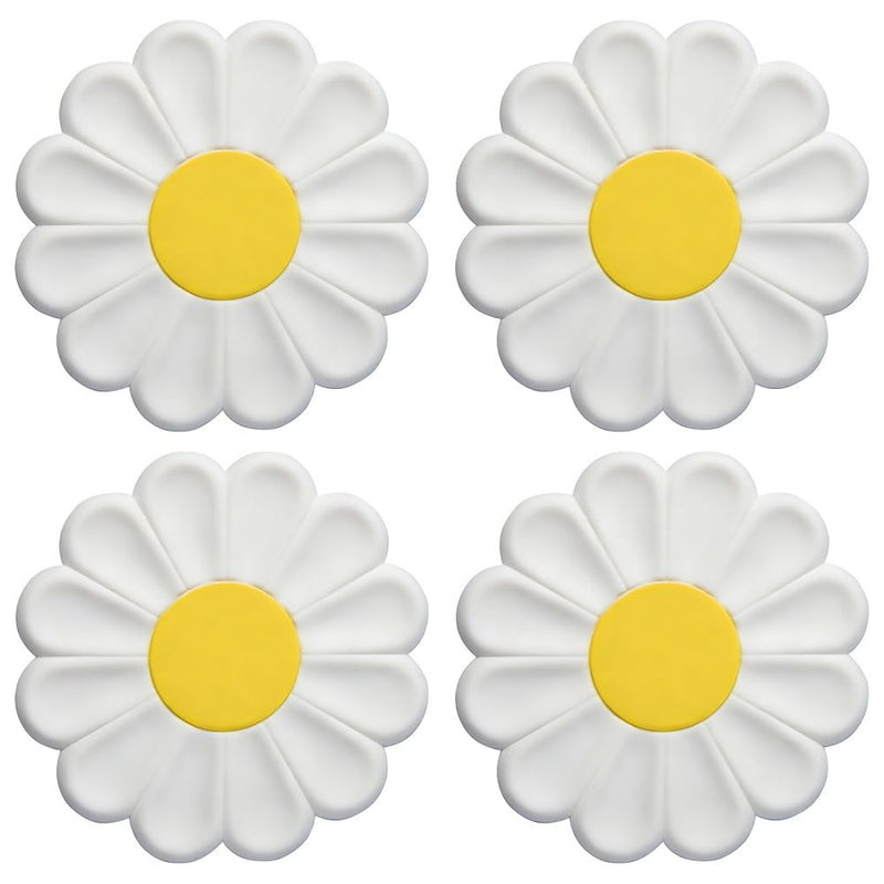 4Pcs Silicone Daisy Heat Pads, Creative Hot Pots Trivet Heat Resistant Mat for Kitchen Cooking White 17cm
