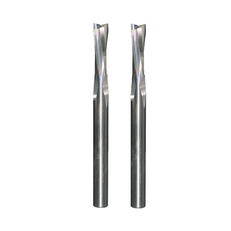 2 Flutes Down Cut Low Helix Spiral Router Bit Solid Carbide CNC end Mill 2 Pieces 1/4 inch Shank 13/16 Cutting Diameter 3 inch Overall Length LHD02 (2) 2PCS 13/16D*1/4SHK*3OVL downcut