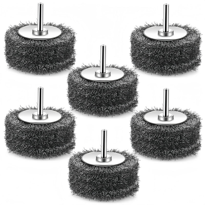 6PCS Wire Wheel for Drill– 3 Inch Heavy Duty Carbon Steel Wire Wheel, 1/4” Shank, for Rust, Paint & Corrosion Removal, Compatible with Die Grinders 6 Wire Brush for Drill