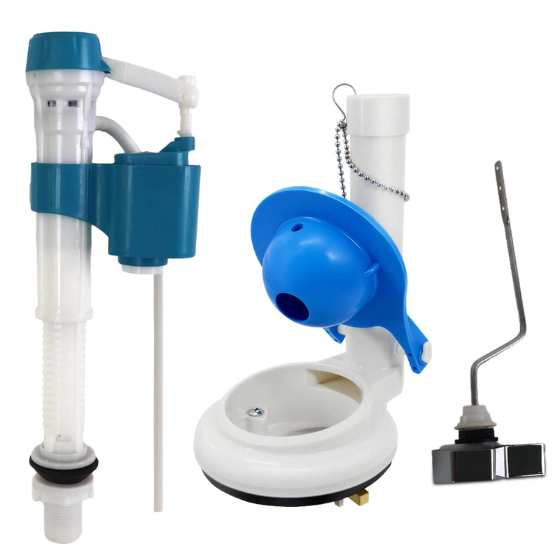 3-Inch Flush Valve Replacement Kit for One-Piece Toilets – Complete Toilet Repair Kit with Flapper & Chain, Includes Adjustable Fill Valve and Flush Lever Handle, Compatible with TOTO, Glacier Bay Front-Mount Handle Kit