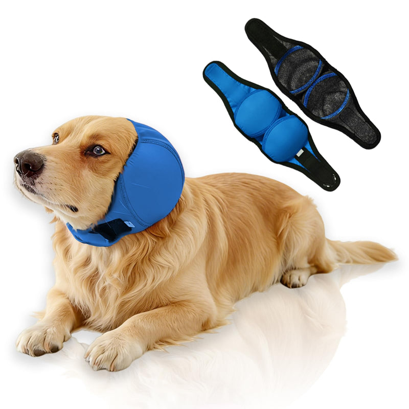 Waterproof Dog Ear Covers for Bathing,Hematoma,Drying,No Shake Ear Wraps for Dogs Ear Muffs Noise Protection Anxiety Relief,Adjustable Dog Calming Hoodie Shower Cap for Grooming(Blue,M) Blue Medium