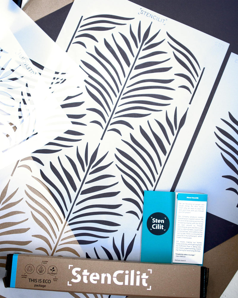 STENCILIT Gilded Fern Large Wall Stencil for Painting - 15.7x31in Stencil