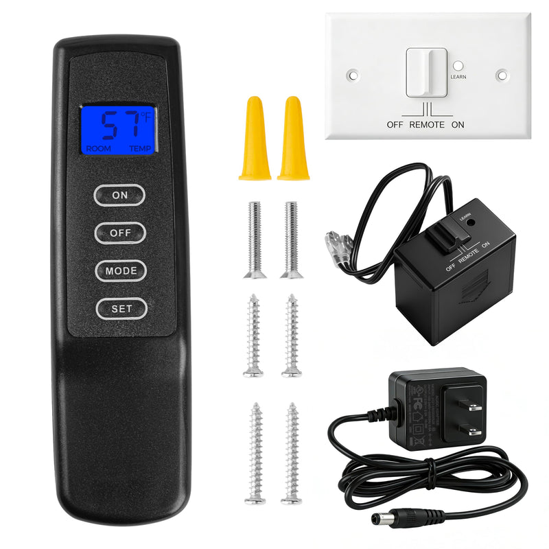 Gas Fireplace Remote Control Kit,Thermostat, On/Off , Countdown Timer,DC Adapter option,for Millivolt Valve System, Replace for skytech 1420-A,1420TH-A,1001-A,1001TH-A, Acumen RCK ,and More