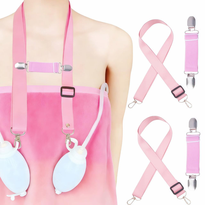 2Pack Shower Lanyard for Mastectomy Drain Holder, Adjustable Mastectomy Recovery Supplies & Post Tummy Tuck Surgical Drain Holder (Pink) Pink