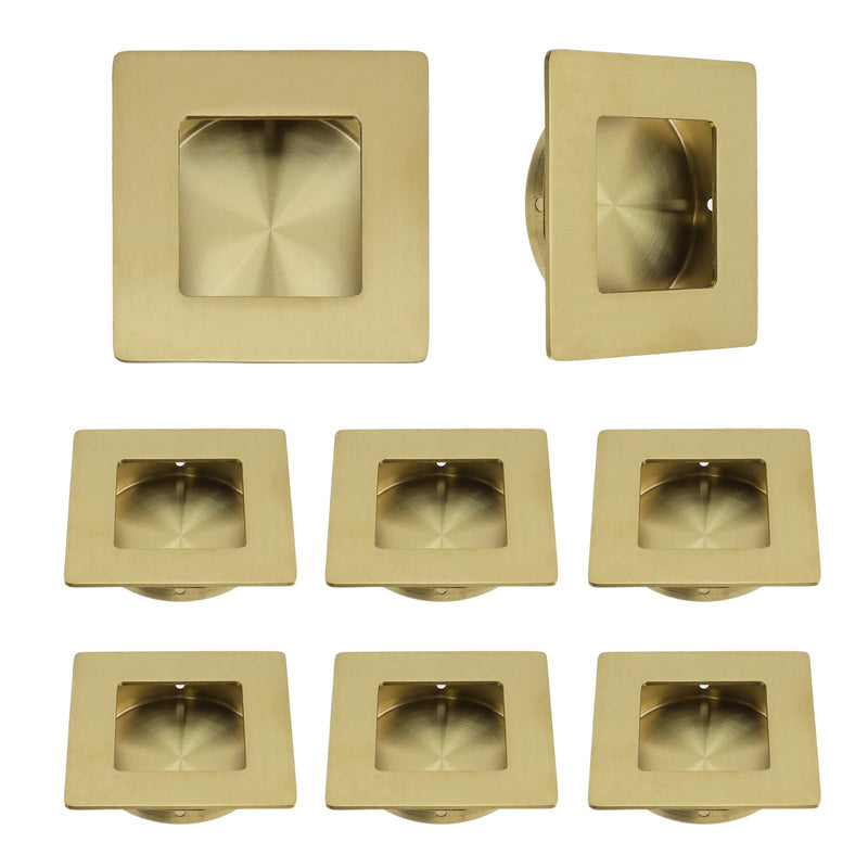 Recessed Finger Flush Pulls for Sliding Pocket Closet Door | Square Sliding Closet Handles for Cabinets and Drawers (Gold) 8