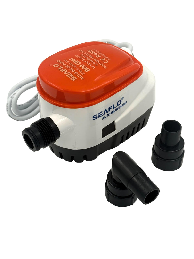 SEAFLO 06A Series Automatic Submersible Bilge Pump - 800 GPH, 12V, 3/4" Outlet, All-in-One Pump & Float Switch, Compact Marine Boat Yacht Bilge Pump - CE Rohs Certified, 4-Year Warranty