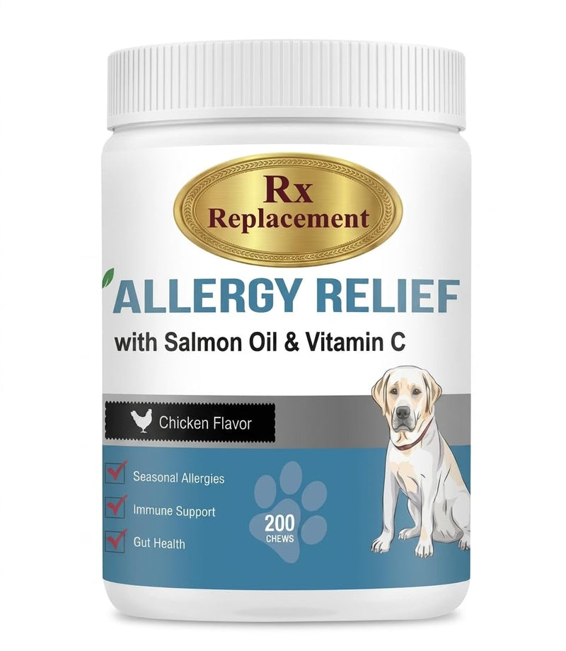 Dog Allergy Relief Chews, Rx Replacement Yeast & Skin Relief Rapid Action High Palatability Thick Black Skin Stopped Scratching, Licking, and Losing Clumps of Fur Chicken 200 Chews - NewNest Australia