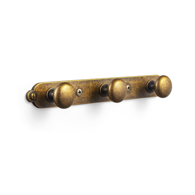 Goo-Ki Antique Brass Zinc Alloy Coat Hook - 3.15 ''（80mm） Hole Center Wall Hook Hardware for Bedroom, Kitchen, 1 Pack（8611-H013-3） 3 Hooks H013