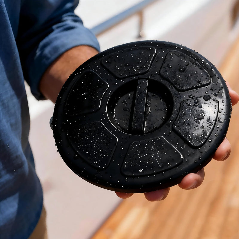Hoffen Boat Hatch, 8" Round Deck Plate Non Slip Inspection Hatch w/Detachable Cover No Screws Installation for Marine Boat Yacht RV Trailer Black 1