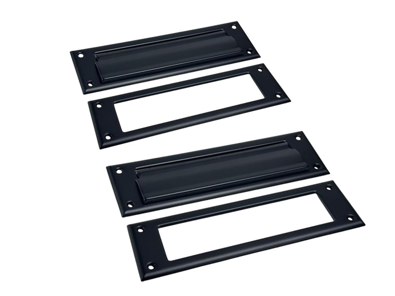 QCAA Solid Brass Mail Slot, with Solid Brass Interior Frame, 13" x 3.625", Matte Black, 2 Pack, Made in Taiwan 2pack(Matte Black)