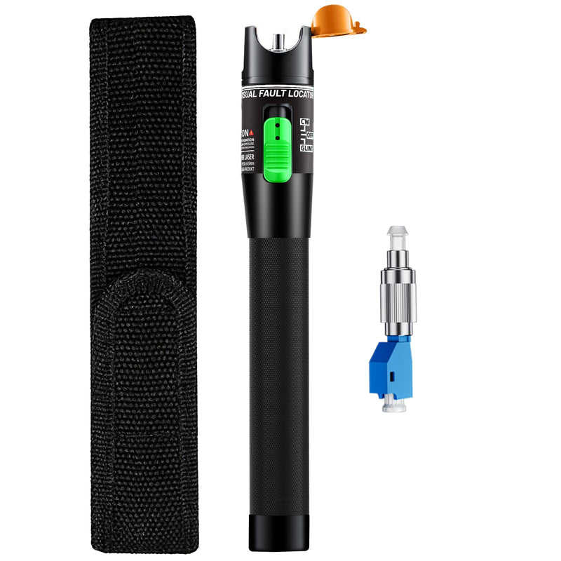 Visual Fault Locator 30KM - VFL Fiber Optic Tester Kit with Universal 2.5mm Connector, Include Single Mode 9/125um FC Male to LC Female Adapter, Fiber Optic Lights for Network Cable Red Light - Green Switch