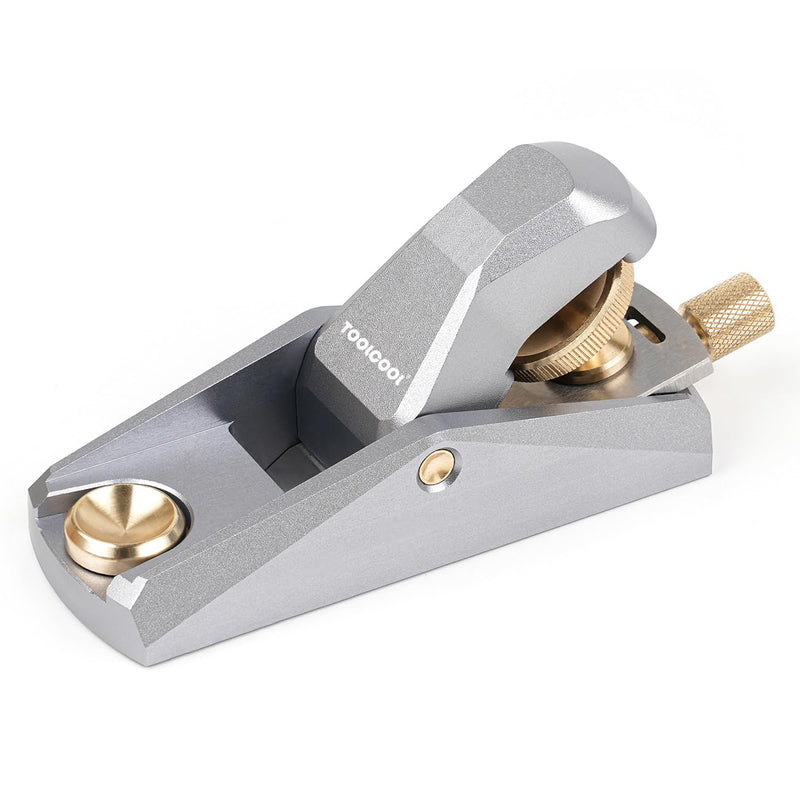 TOOLCOOL Low Angle Block Plane Wood Plane Mini Hand plane For Woodworking Aluminum Alloy Body Adjustable Blade Depth (Silver) Silver