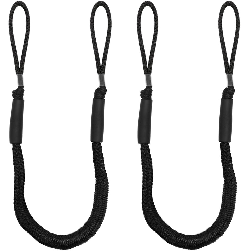 NewDoar 2 Pack Bungee Dock Lines,4FT Mooring Rope 2200LBS Boat Dock Anchor Line with Side Foam Floats for Sailboat, PWC, Kayak, Wooden Boat,Surfboard, Watercraft Accessories(4FT,Black) Black-2pcs