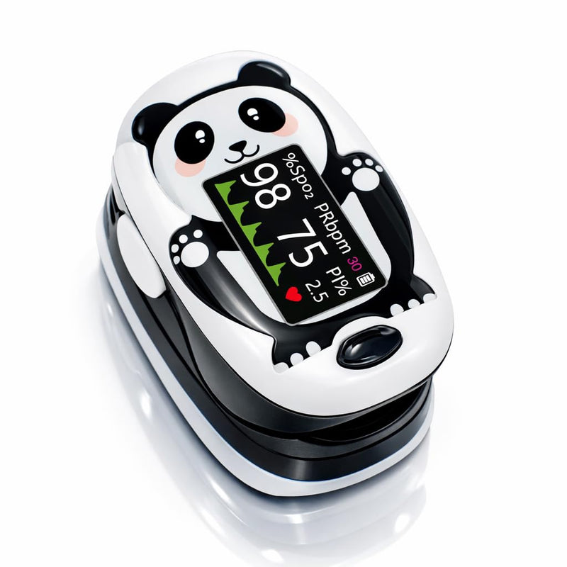 Pediatric Pulse Oximeter for Kids 2+, Panda Design Fingertip Oxygen Monitor with Digital Display for Heart Rate and SpO2 Monitoring
