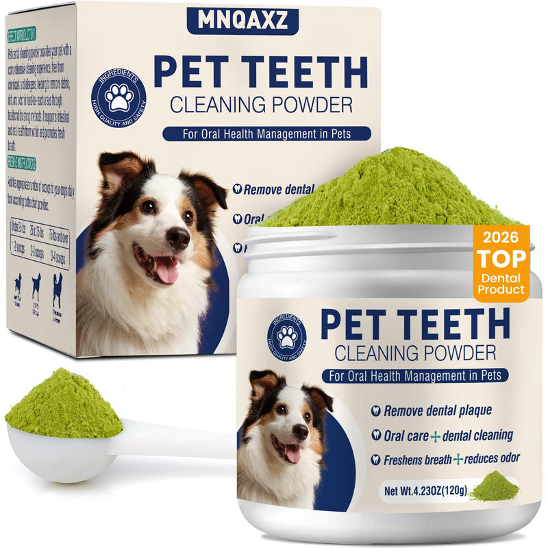 Dental Powder for Dogs Teeth Fresh Breath and Teeth Cleaning Contains Natural Ingredients and Probiotics Dental Powder Dog Tartar and Plaque Removes Tooth Cleaner for Dogs 120g (60-Day Supply) 4.23Ounce