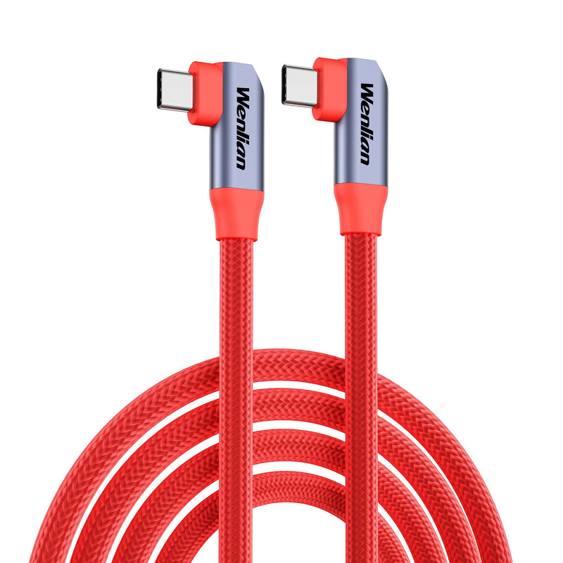 10ft USB-C to USB-C Camera Data Sync Cable, 20Gbps Data Transfer, 90° Right Angle, Nylon Braided, Gold-Plated Ends, Stable Connection for Sony Canon Nikon DSLR Camera, External SSD, MacBook Air/Pro 10ft 90°L-shaped