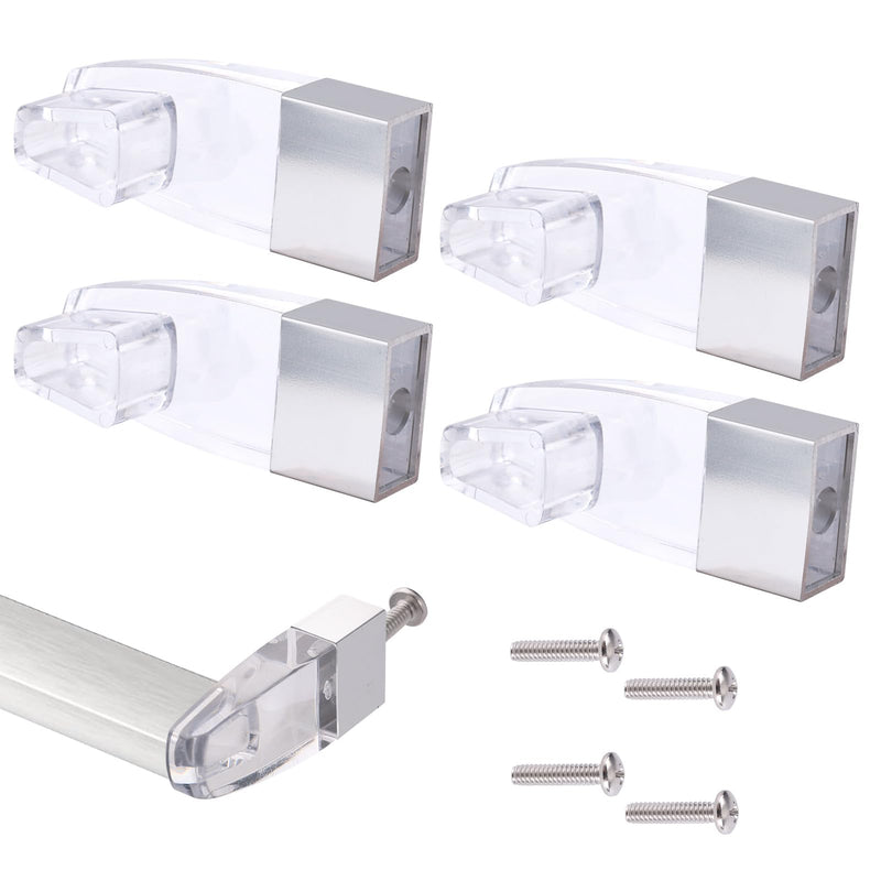 4pcs Clear Acrylic Towel Bar Brackets, Fit for Alumax/Basco Framed Sliding Glass Shower Door Towel Rod with 4 Tightening Screws & Bright Chrome Sleeve Replacement Parts for Bathroom