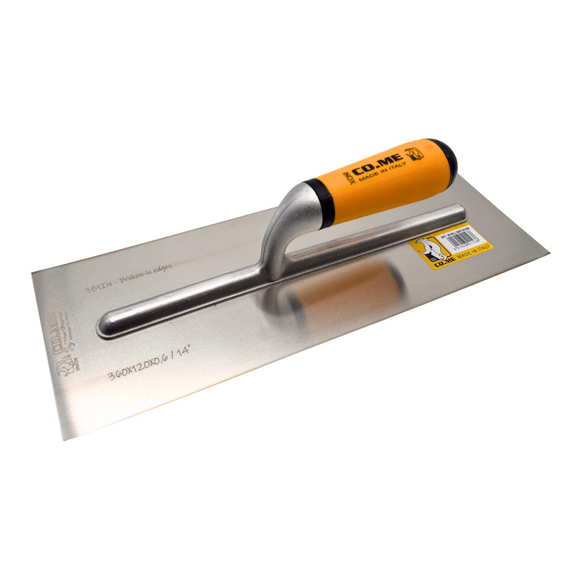 CO.ME. Since 1964 ICON 14" Finishing Trowel I Pre-Broken-In Stainless Steel Blade I Rivetless Construction I Square Corners I Ergonomic Grip I Professional Drywall & Plaster Tool I Made in Italy 14"