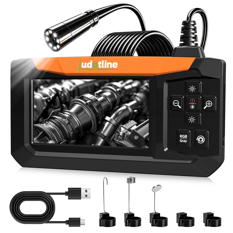 Inspection Camera with 7.2” Built-in Screen, Standalone Endoscope Camera – No Phone Needed, 1m Semi-Rigid Cable, 8 LED Lights, Rechargeable Borescope for Pipe, Wall & Auto Inspection 1m Cable – Close-Range Inspection