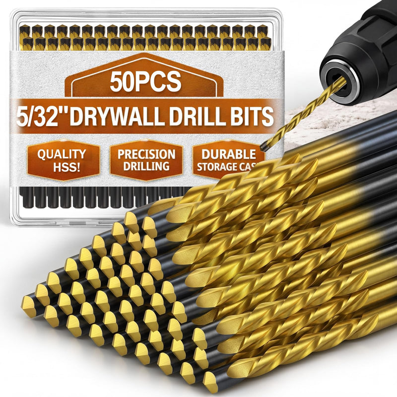 Tondiamo 50 Pcs 5/32 Drywall Router Bits Drywall Guidepoint Cutting Bits M2 High Speed Steel Spiral Cutout Tool for Use with Spiral Saw 5/32"