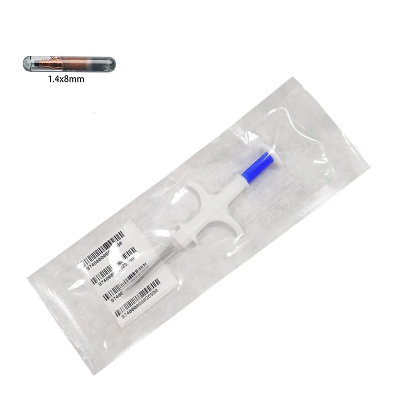 20Pcs 134.2KHZ Animal RFID Microchip Tag, Universal EM4305 Chip ISO11784/5 FDX-B Standard, Pet Identification Tag for Fish Dog Cat Livestock (1.4 * 8mm) 1.4*8mm