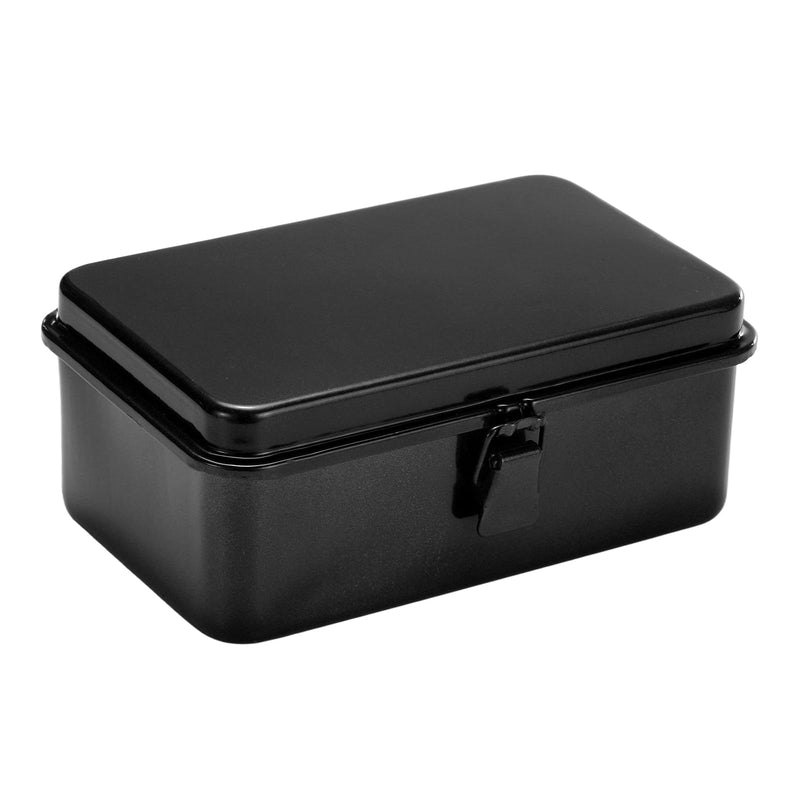 HARFINGTON Portable Steel Tool Box, 7.5" x 4.7" x 2.4" Trunk Tool Storage Box Metal Organizer Mountain Toolbox for Garage Warehouse Workshop Household, Black 7.5" x 4.7" x 2.4"