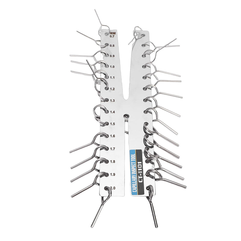 Stainless Steel Capillary Tube Gage Dual Claw Design Bilingual Scale for Refrigeration Systems, Enhancing Measurement Efficiency, with Inside and Outside Thickness Measure, for