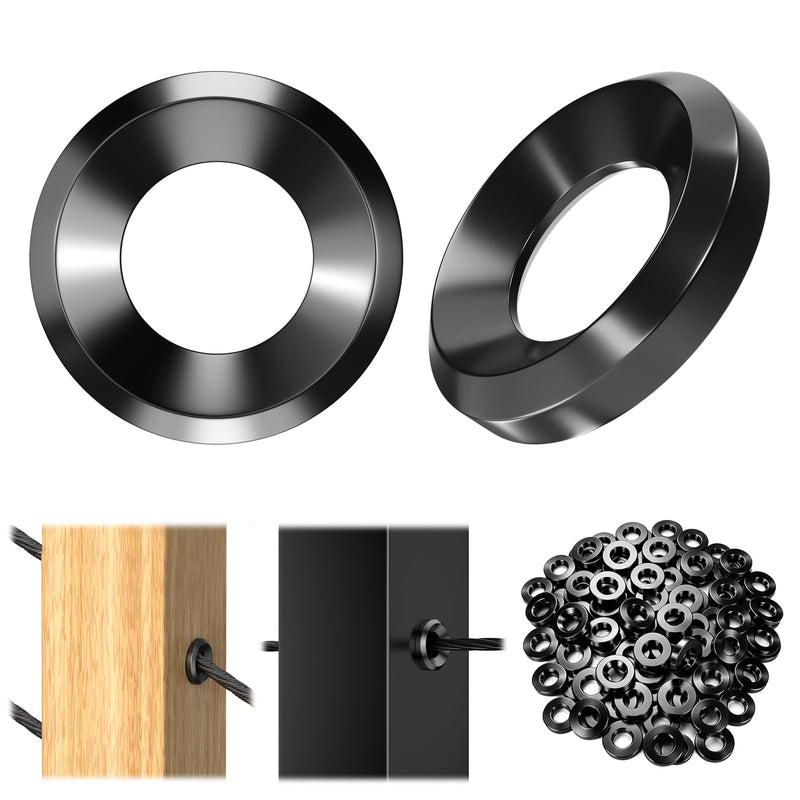 BLIKA 100 Pack Black Cable Railing Adhesive Sleeves for Deck/Stair Posts