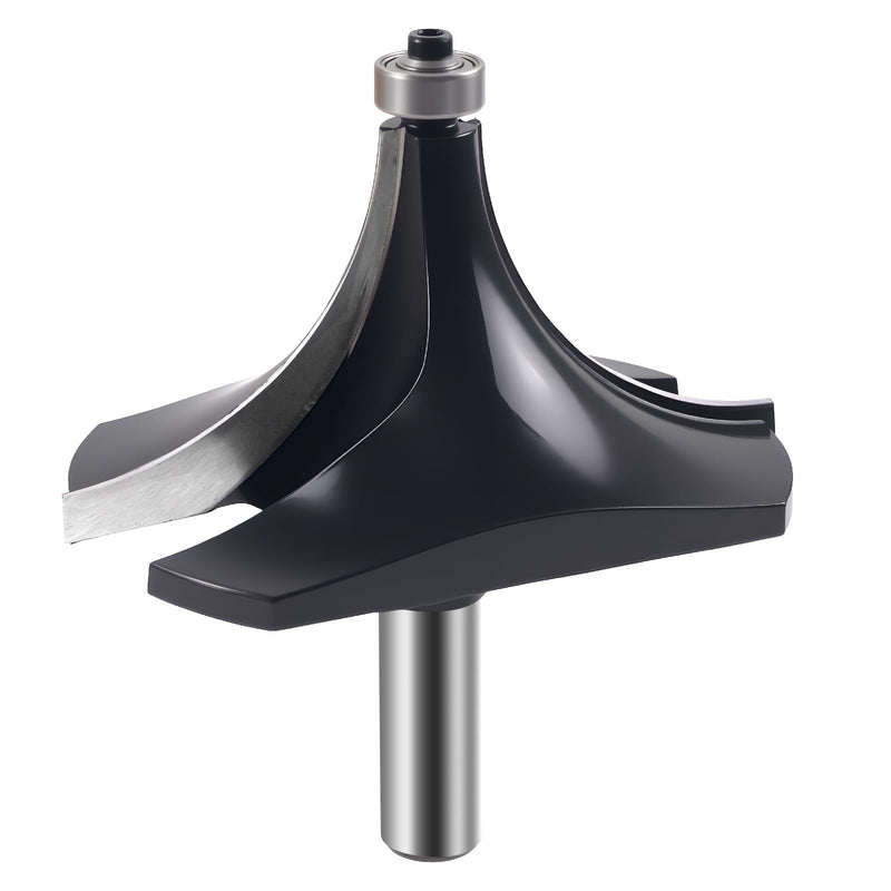 1/2 Inch Shank Roundover Router Bit, 38mm Cutting Radius, 3 Inch Diameter, Carbide Corner Rounding Edge Forming Beading Bit for Wood MDF Plywood Black-3Inch