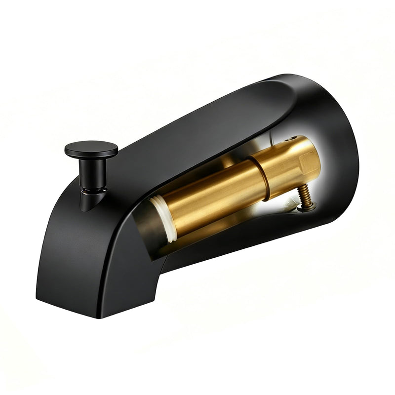 Tub Spout with Diverter, Heavy Duty All Metal Bathtub Faucet with Brass,Shower Slip-on Bathtub Faucet for 1/2 Inch Copper Pipe,5-3/8 Inch Bath Tub Faucet Replacement,Matte Black Matte Black