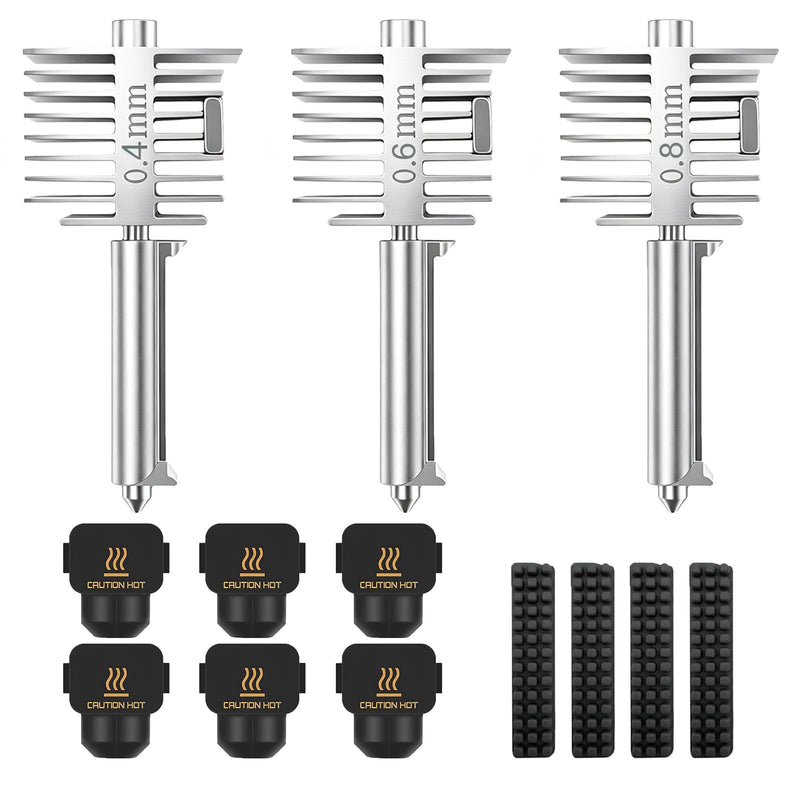 3Pack 0.4mm/0.6mm/0.8mm Upgrade A2L/A1/A1 mini Hotend with 6 Silicone Covers and 4 Nozzle Silicone Brushes, Hardened Steel Quick Swap Nozzle Extruder Kit Print Head for Bambu Lab 3D Printer 0.4/0.6/0.8MM A1/A1 mini