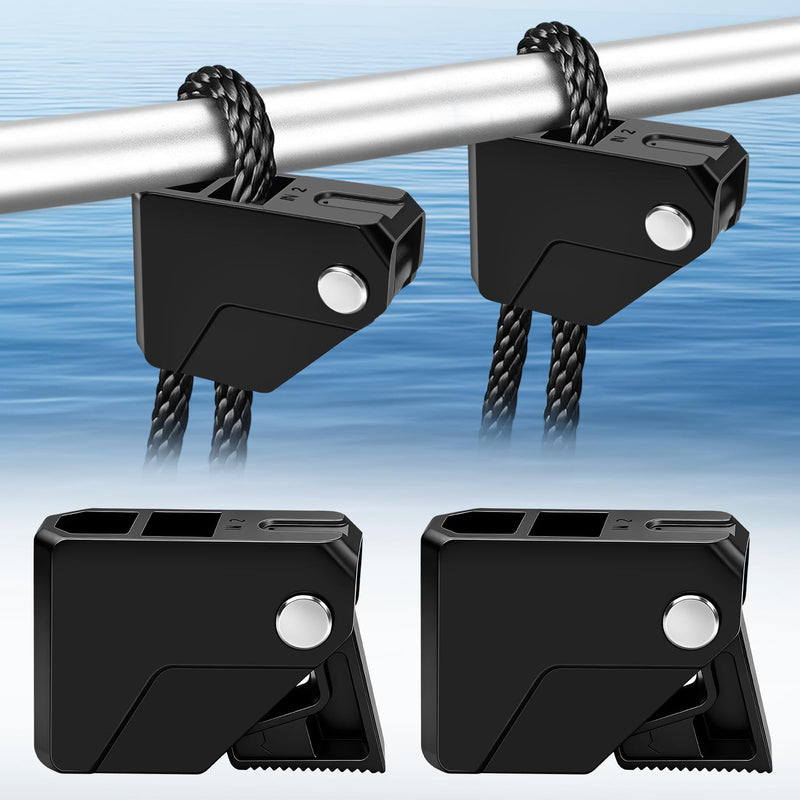 Boat Fender Clips Boat Fender Hanger, Quick Connect and Release Fender Lines Adjustable Durable Pontoon Boat Rail and Cleat Fender Clips Black 2 Pack