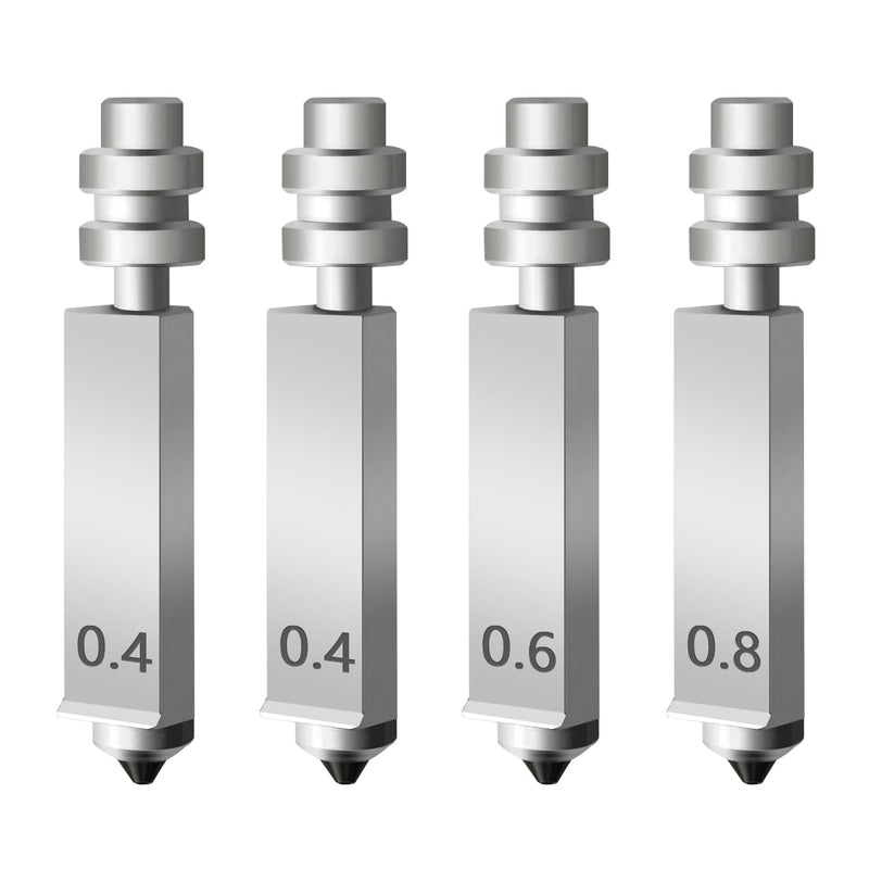 4PK 0.4MM 0.6MM 0.8MM Nozzle for Kobra X/Kobra 4 Hotend Nozzle Hardened Steel Quick Swap Integrated Nozzle Extruder Nozzle High Speed High Flow Print Head for Anycubic Kobra X Accessories 4PK