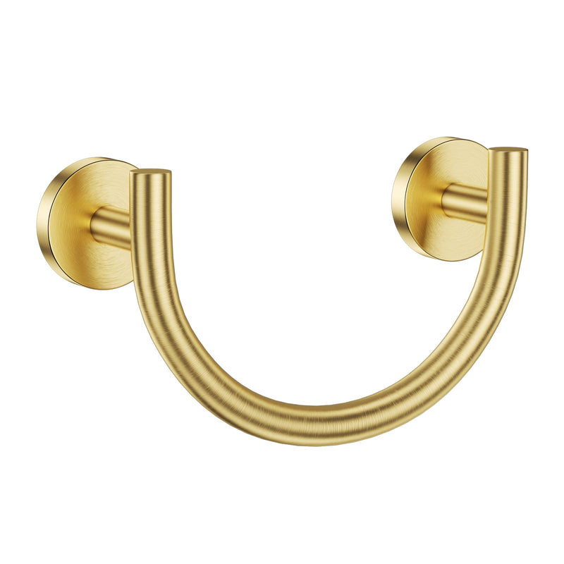 Brushed Gold Smiley Face Towel Ring Bathroom Hand Towel Holder Stainless Steel Wall-Mounted Bathroom Hardware Accessories Towel Rack Brushed Gold