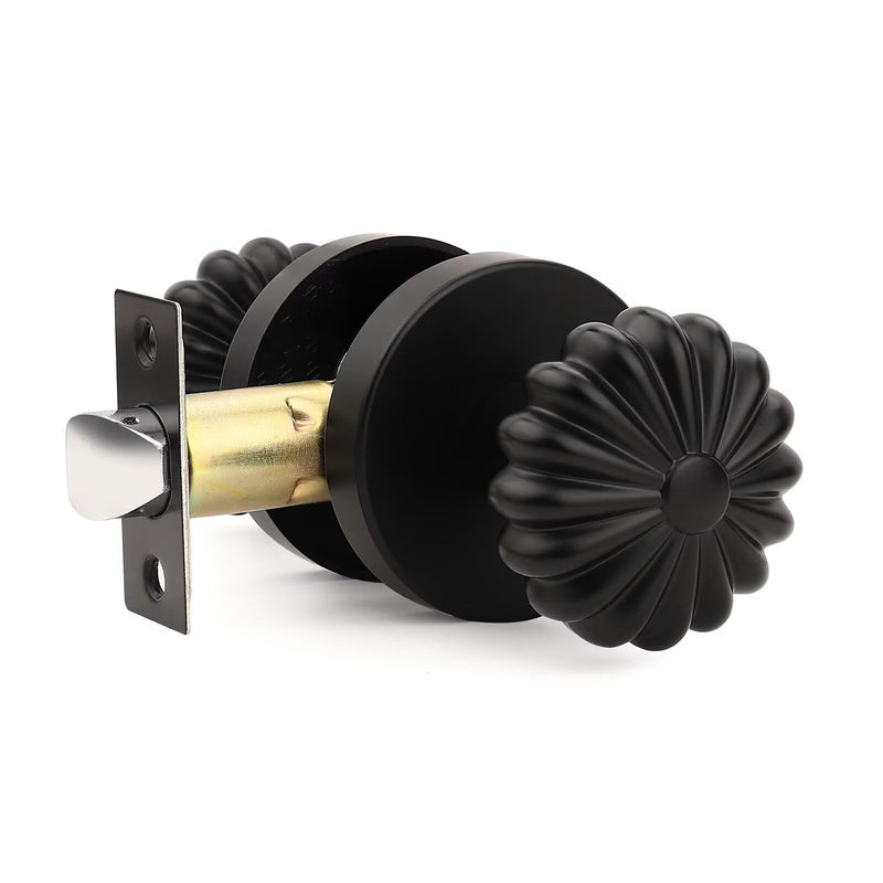 1 Pack Black Passage Door Knob, Interior Closet Door Knob Without Lock Matte Black 1