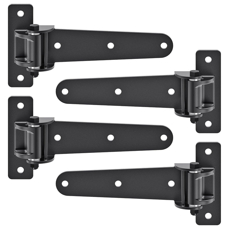 Insaga Heavy Duty Gate Hinges 1000 LBS, 13'' Strap Hinges with Ball Bearings, 6mm Thick Carbon Steel Weld-On or Bolt-On Hinges, 180° One Way Open for Barn Farm Fence Shed Garden Gates (4Pcs, Black) 180° Open-4Pack