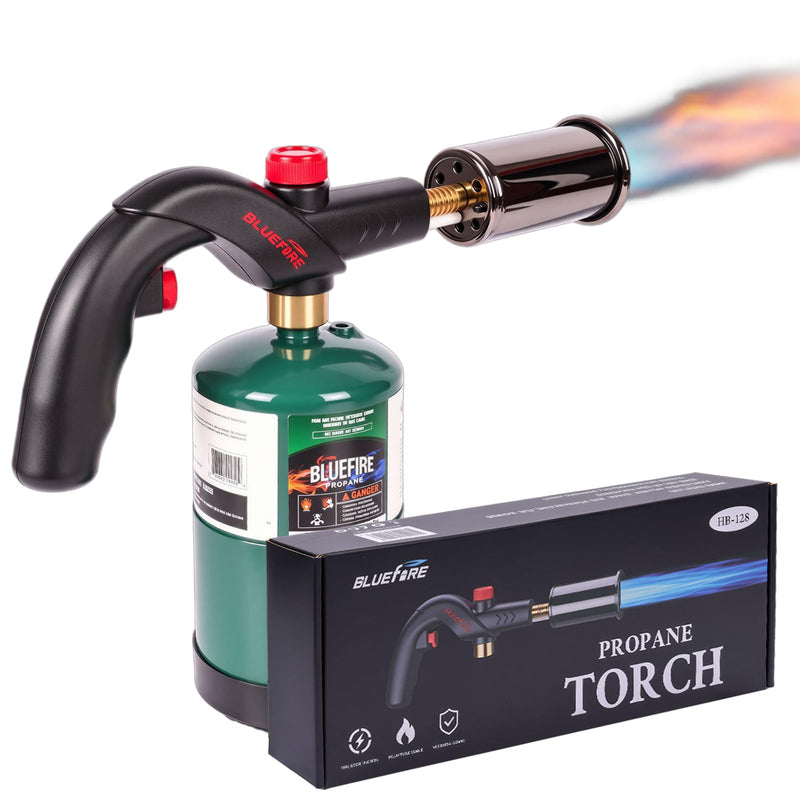 Bluefire 3272℉ Propane Torch, 50mm Wide Nozzle Powerful Grill Gun with Auto Ignition, High-Output Flame Thrower for BBQ, Charcoal, Sous Vide, Steak & Campfire(Tank Not Included)