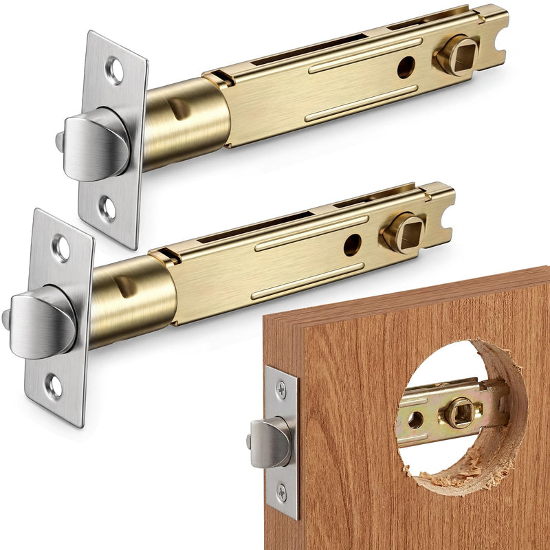 Hicarer 2 Pack 5" Backset Entry Door Latch, 19/64" (7.6mm) Square Spindle Opening, Square Corner Faceplate, for Knobsets & 90° Lever Handles, Includes Screws 5"
